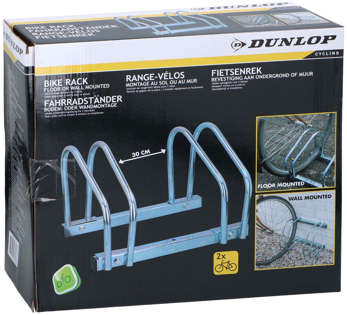 Dunlop Fietsenrek grond/muur, 2 fietsen