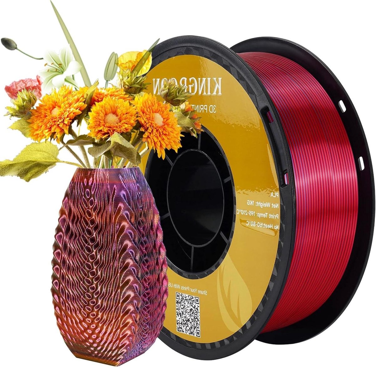 PLA 3D-printerfilament - Polymelkzuur Draad - 3D Modellen Printen - Zijde Glans - 1.75 mm 1 kg - Rood Goud Blauw