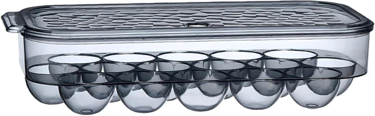 Eierhouder met Deksel - Eierdoos Koelkast - Eieren Bewaren - Ventilatiegaten - 16 Eieren - Zwart