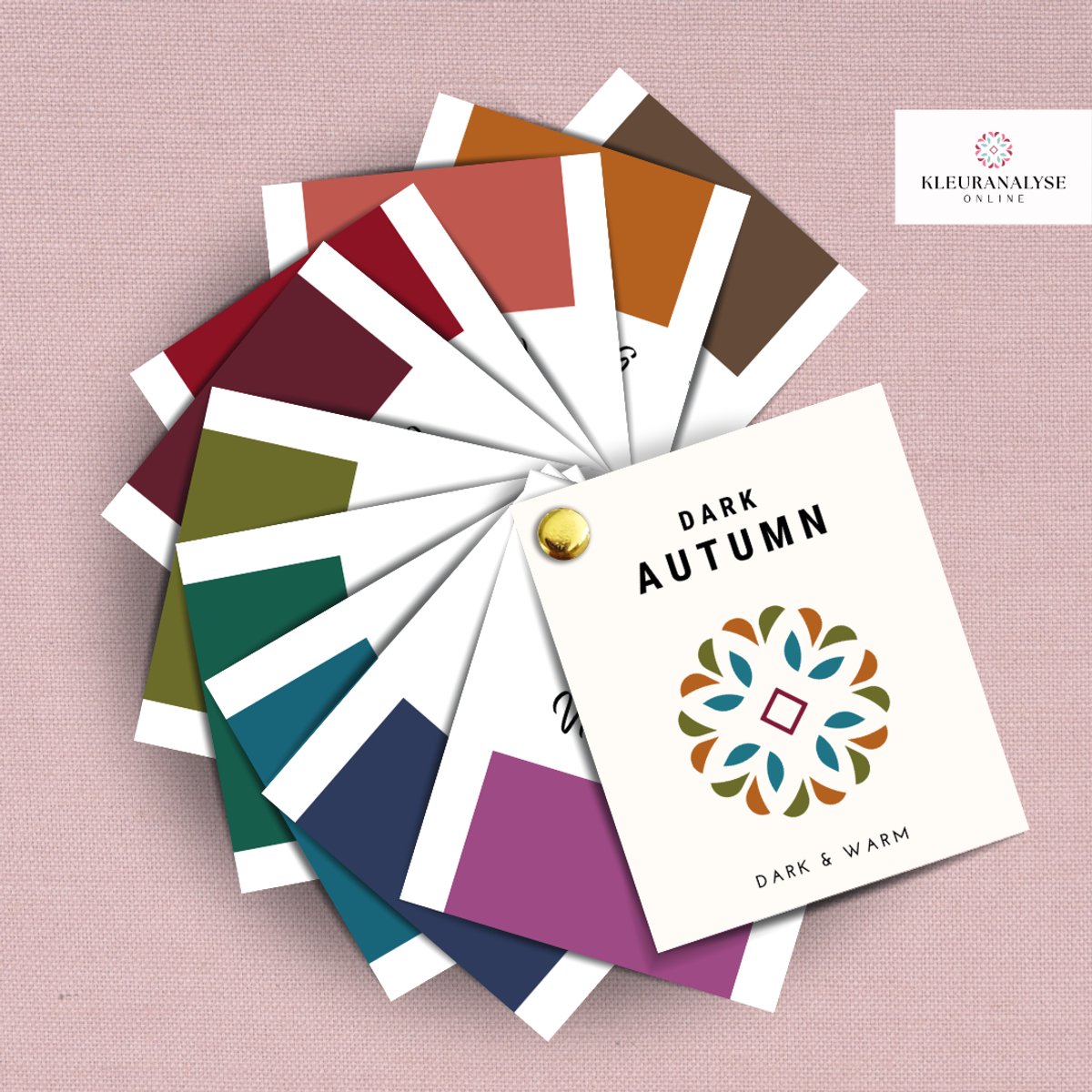 Dark Autumn Kleurenwaaier – Seizoenskleuren – Kleurtype Herfsttype – Warm & Diep – Kleuranalyse – Kleuradvies Voor Kleding