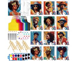 Schilder set - Canvas kits - Creatief bezig zijn - Voorgetekende patronen - 20 x 25 cm - Multicolor