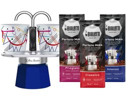 Bialetti Mini Express Kandinsky + Bialetti Koffiepakket 3 x 250gr