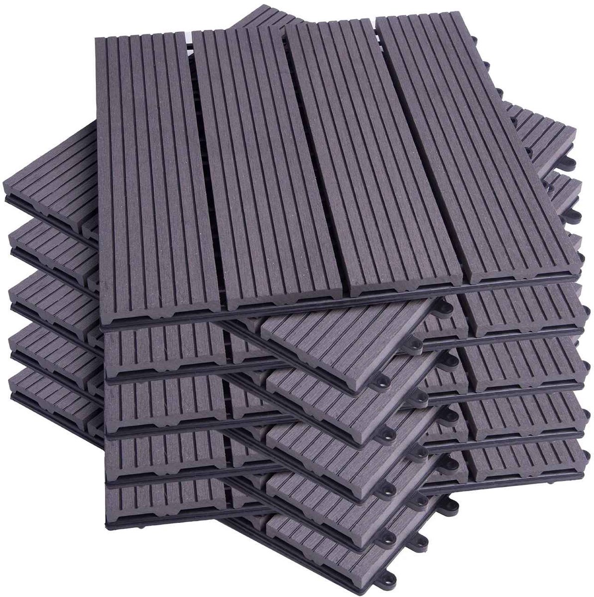 Casa Living Tuinvloerplanken - Kliksysteem - Houten Terrastegels - Balkontegels - Buitenvloer - 11 stuks - 30x30cm - Grijs