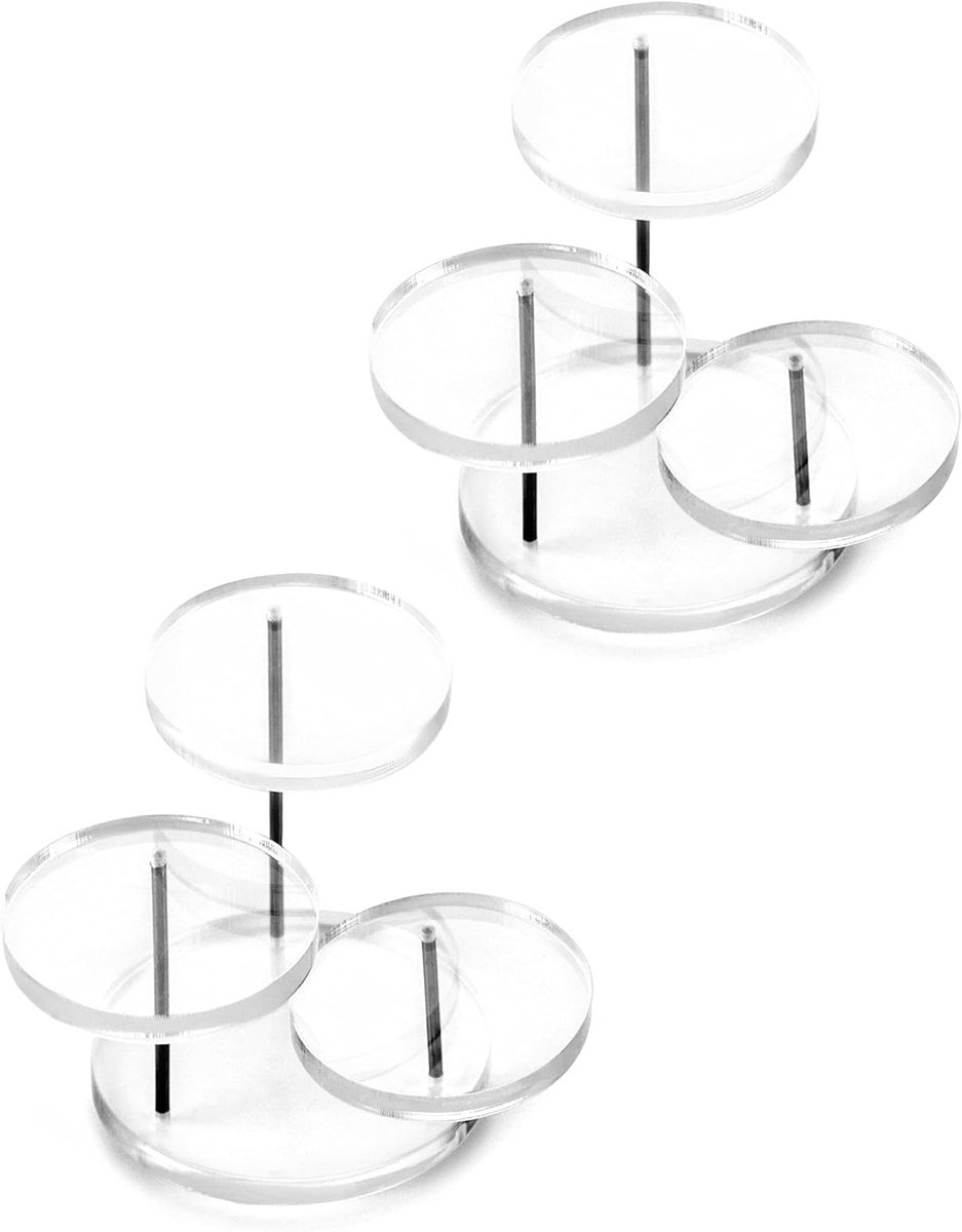 3-Laags Mini Acryl Display Stand voor Ringen, Oorbellen en Armbanden - Transparante Riser (2 Stuks)