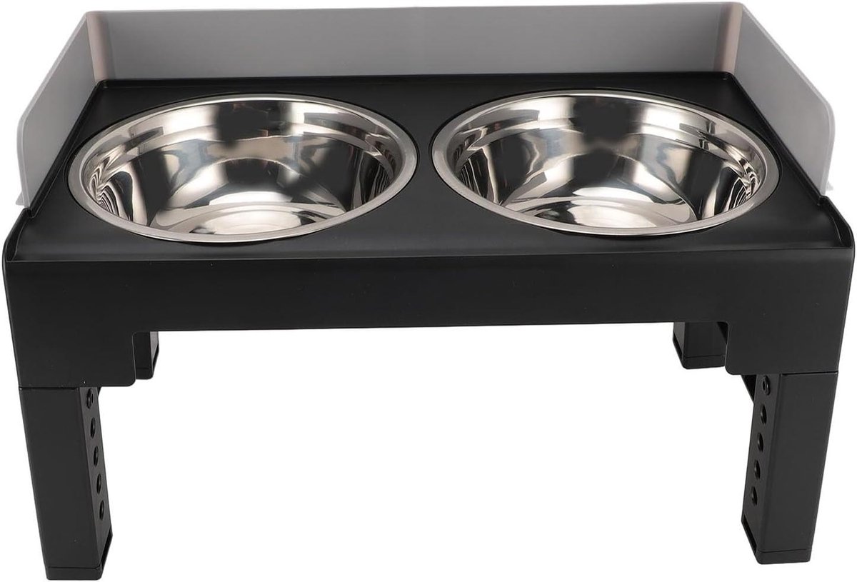 Verhoogde Hondenbak - Voerstation Hond - Comfortabel Eten - Verstelbare Hoogte Hoek - 44 x 27 x 9 cm - Grijs