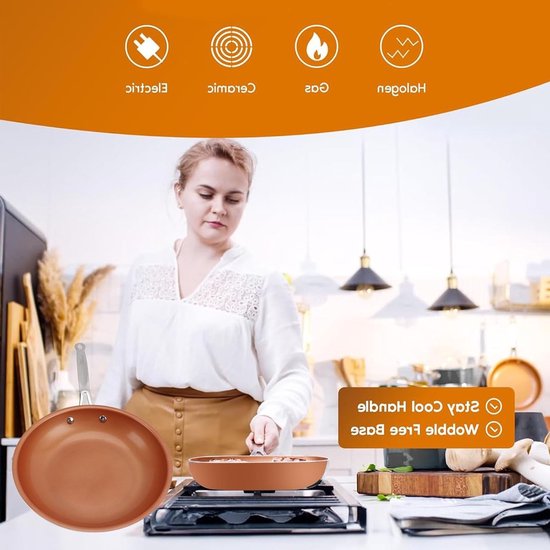 Veelzijdige 24 cm Koekenpan met Antiaanbaklaag, Lichtgewicht Aluminium, Makkelijk Schoon te Maken, Ideaal voor Gezond Koken en Bakken — afbeelding 2
