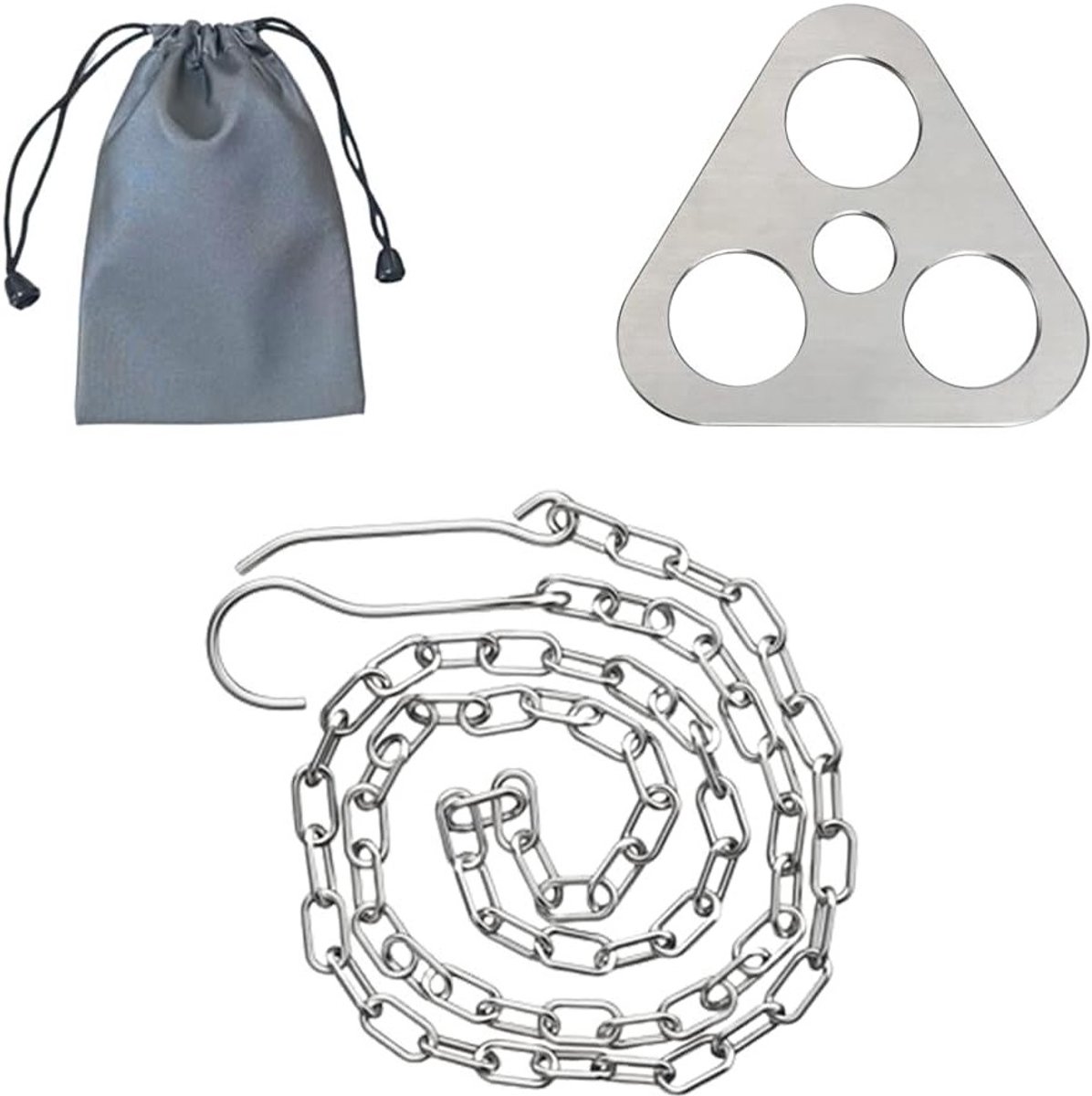 Verstelbare Tripod Ring voor Campfire Grill met Rvs Haak en Multifunctionele Ketting voor Buitenkoken en Survival Accessoires