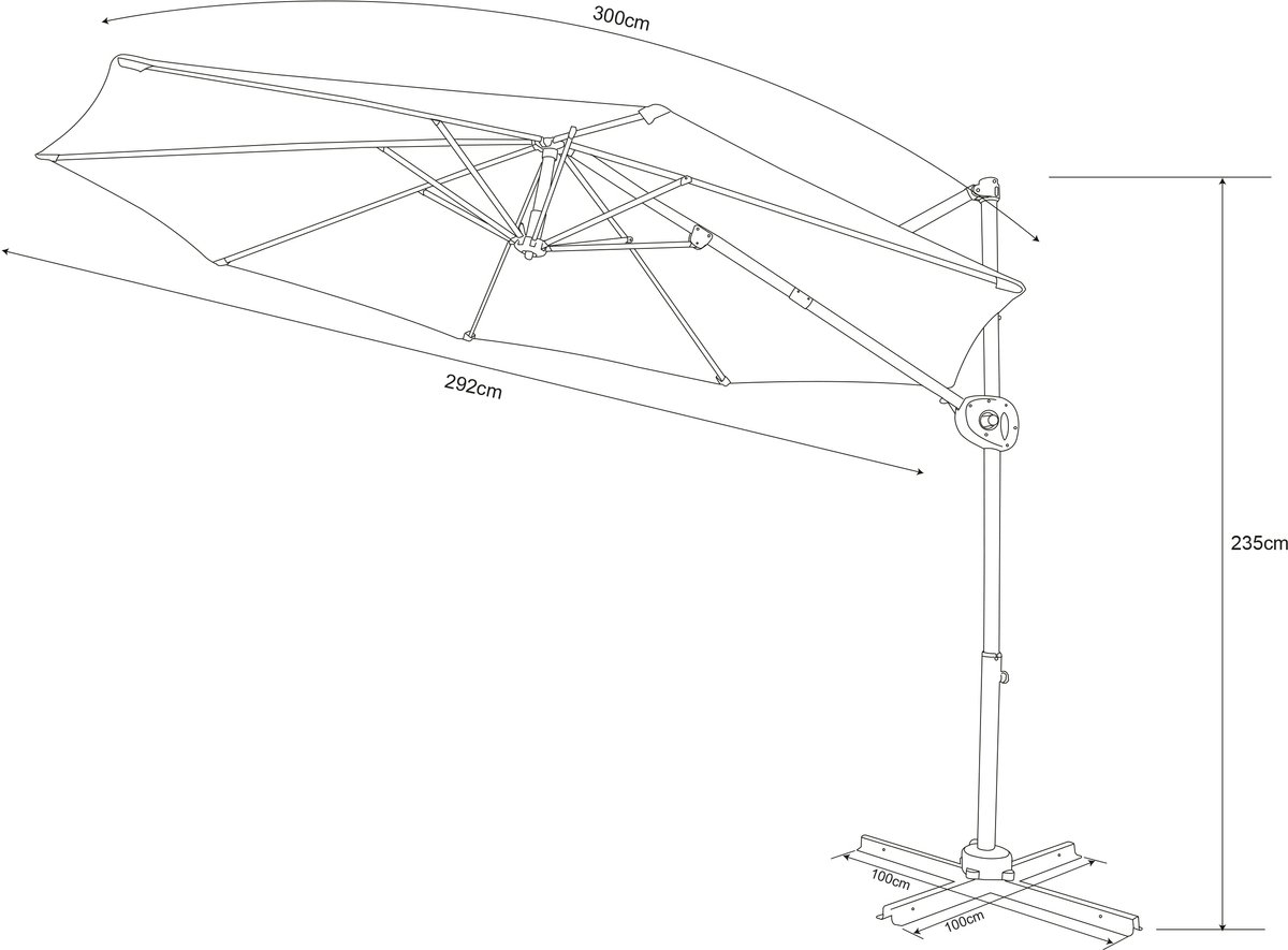 AXI Solea Zweefparasol Ø 300cm Antraciet/taupe – foto 5