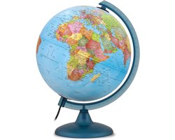 Quvo® Wereldbol met Verlichting - Globe - Wereldbol Kinderen - 20 sterrenbeelden met gouden bodem - met 20 Sterrenbeelden - Blauw - 27cm x 25cm x 36cm