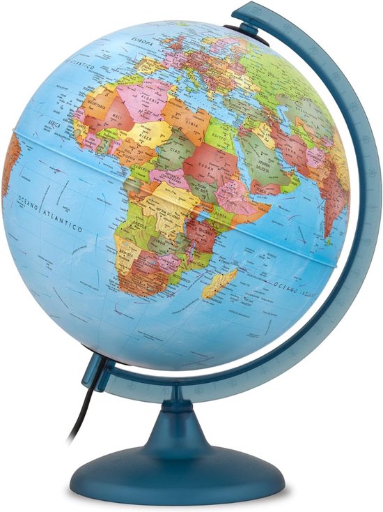Quvo® Wereldbol met Verlichting - Globe - Wereldbol Kinderen - 20 sterrenbeelden met gouden bodem - met 20 Sterrenbeelden - Blauw - 27cm x 25cm x 36cm
