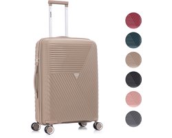 TRALEX - Voyager - Medium koffer - 67L - 66x44x26cm - Polypropyleen - Harde schaal - TSA-slot - Lichtgewicht - Flexibel - Duurzaam - Stille (rubberen) wielen - Dubbele Spinner-wielen - Mocha Brown