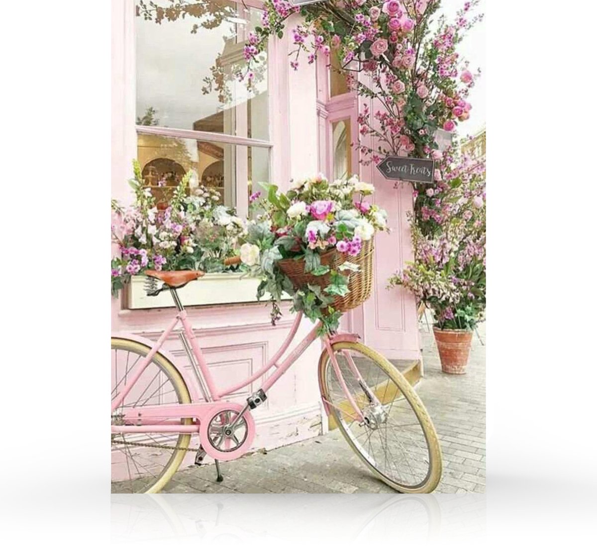 Rubye® Diamond Painting Volwassenen - Diamond Painting Kinderen - Diamond Painting Pakket Volledig - Bloemen Fiets - 30x40cm