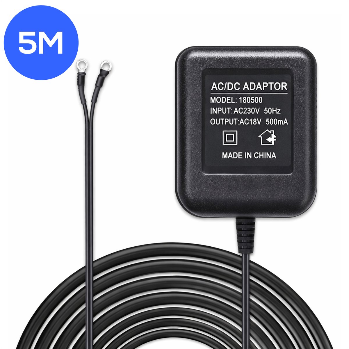Teceye Universele Deurbel Adapter – 230V naar 18V Transformator 5M – Geschikt voor Eufy, Ring & Alle Video Deurbellen – Stabiele Voeding – 500mA – Plug & Play