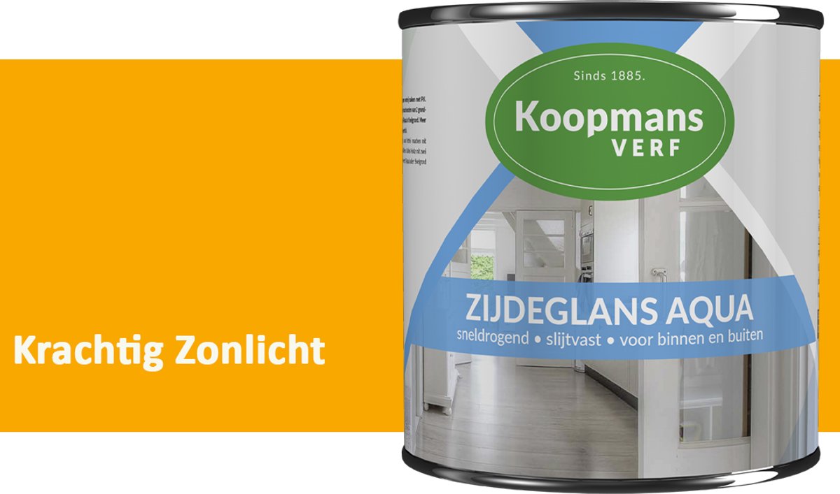 Koopmans Zijdeglans Aqua Lakverf – Zijdeglans houtlak voor kozijnen, deuren en meubels – Binnen & buiten – Watergedragen en sneldrogend – Krachtig Zonlicht – 2,5 l