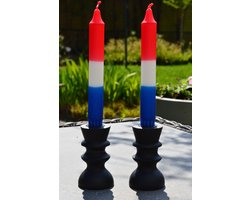 Triple A Trends | Feest |Kaars: 2 Kaarsen Vlag Nederland - Jubileum - Koningsdag - Koninginnedag - Bevrijdingsdag - Dodenherdenking - 4 mei - 5 mei - Rood, Wit, Blauw - EK - WK