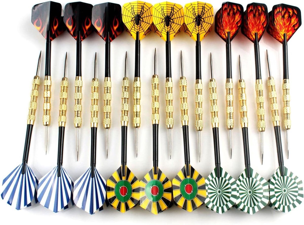Stalen Darts - Dartpijlen Set - Dartspel Spelen - 18 Stuks 6 Soorten - 14g - Zilver