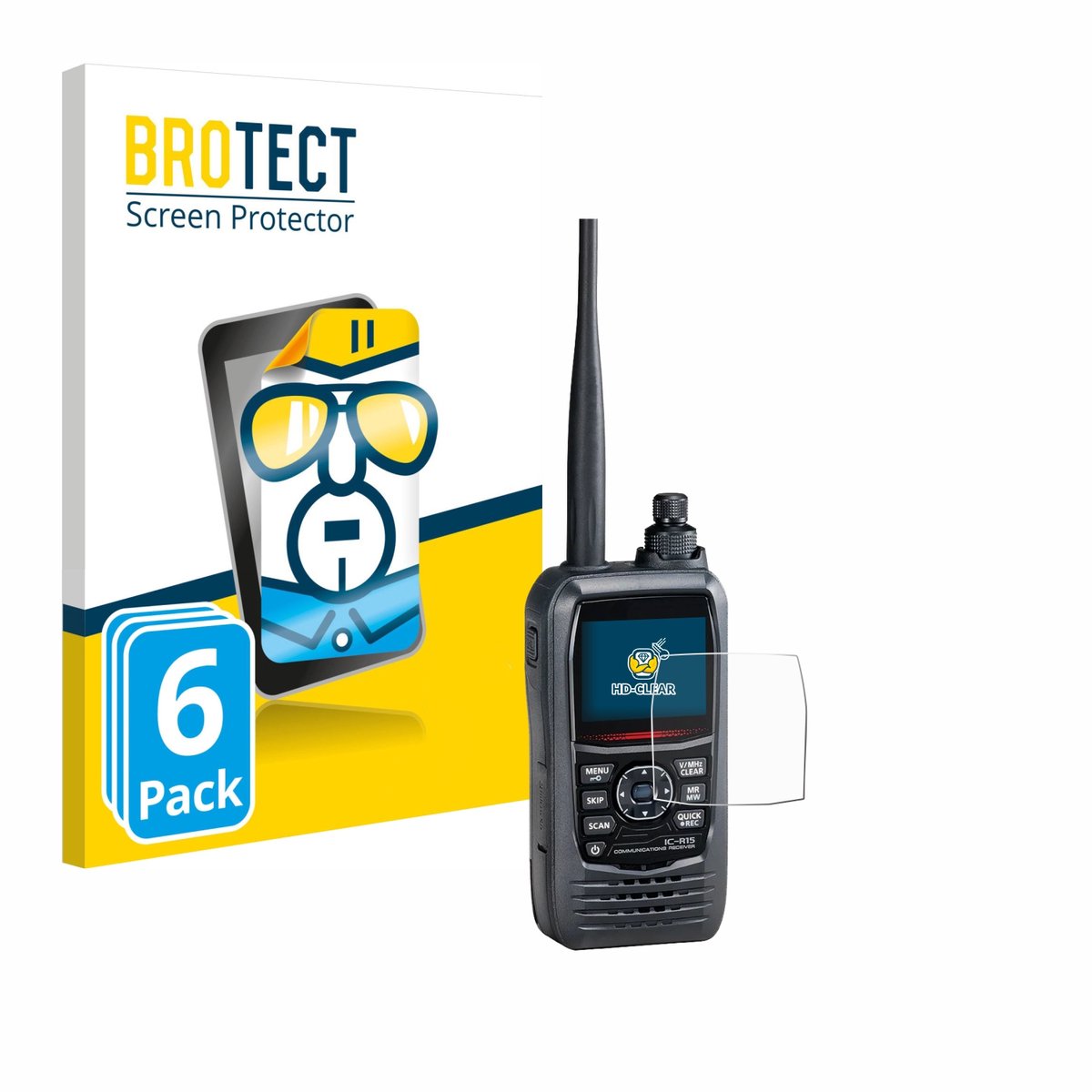 BROTECT - Screenprotector voor Icom IC-R15 - Folie Beschermfolie transparant 6 Stuks