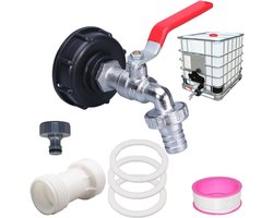IBC Tank Kraan - Waterkraan Vat Accessoires - Regenwater Opvangen - Lekvrije Aansluiting - S60x6 3/4 Inch - Wit