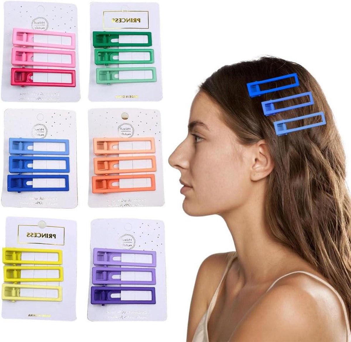 Haarclips Set - Haarspeldjes Clips - Haar Stylen - Mat Gecoat Kunststof - 55 cm - Gekleurd