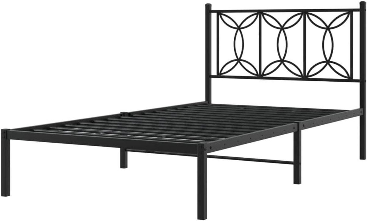Metalen Bedframe - Ledikant Hoofdbord - Slaapkamer Inrichten - Robuust Stalen Frame - 100x190 cm - Zwart