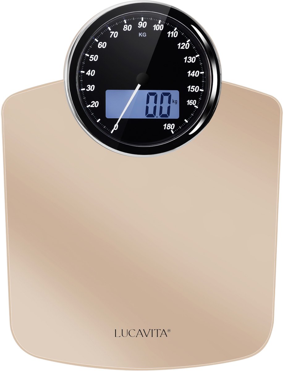 LUCAVITA® Personenweegschaal Dual Display Retro met Meetlint Lichaam - Digitaal - Analoog - Analoge - Vintage