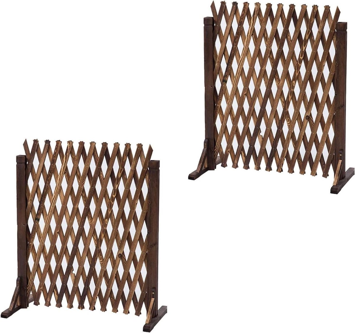 Houten Tuinomheining - Hekwerk Panelen - Tuin Afscheiden - Uitbreidbaar Intrekbaar - 2 stuks - Bruin