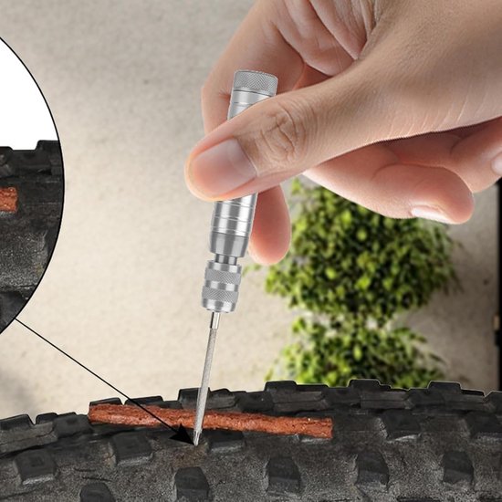 Bandenreparatieset Motor - Lekke Band Kit - Onderweg Repareren - Hoge Compatibiliteit - 12.9 x 3 x 3.3 cm - Zilver — afbeelding 4