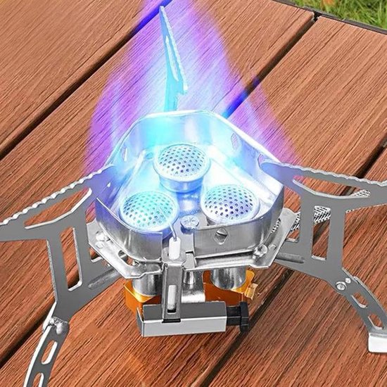 Kampeerbrander Opvouwbaar - Wandelkeuken Set - Koken Buiten - Winddicht Ontwerp - 12800 W - Zilver — afbeelding 2