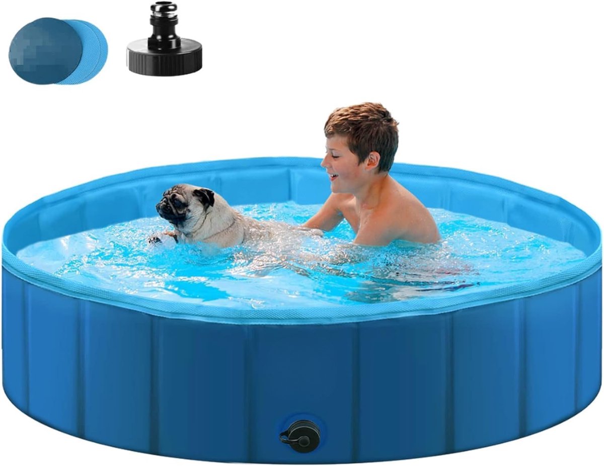 SNJY® Hondenzwembad - Hondenbad - Hondenzwembad 120 x 30 cm - Hondenzwembaden - Opvouwbaar - 120 x 30 cm - Blauw