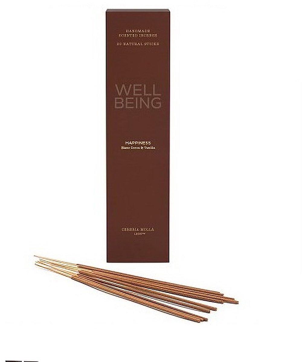 Cereria Mollà 1899 Well Being - HAPPINESS - 20 st. wierook stokjes - Blanc Cocoa & Vanilla bruin