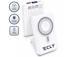 Powerbank 22.5 Watt – 2025 Generatie Powerbank 10000 mAh – Powerbank MagSafe compatibele – 4-in-1 – USB-C Snellader – Draadloze Geschikt voor iPhone 12/13/14/15/16 – Wit