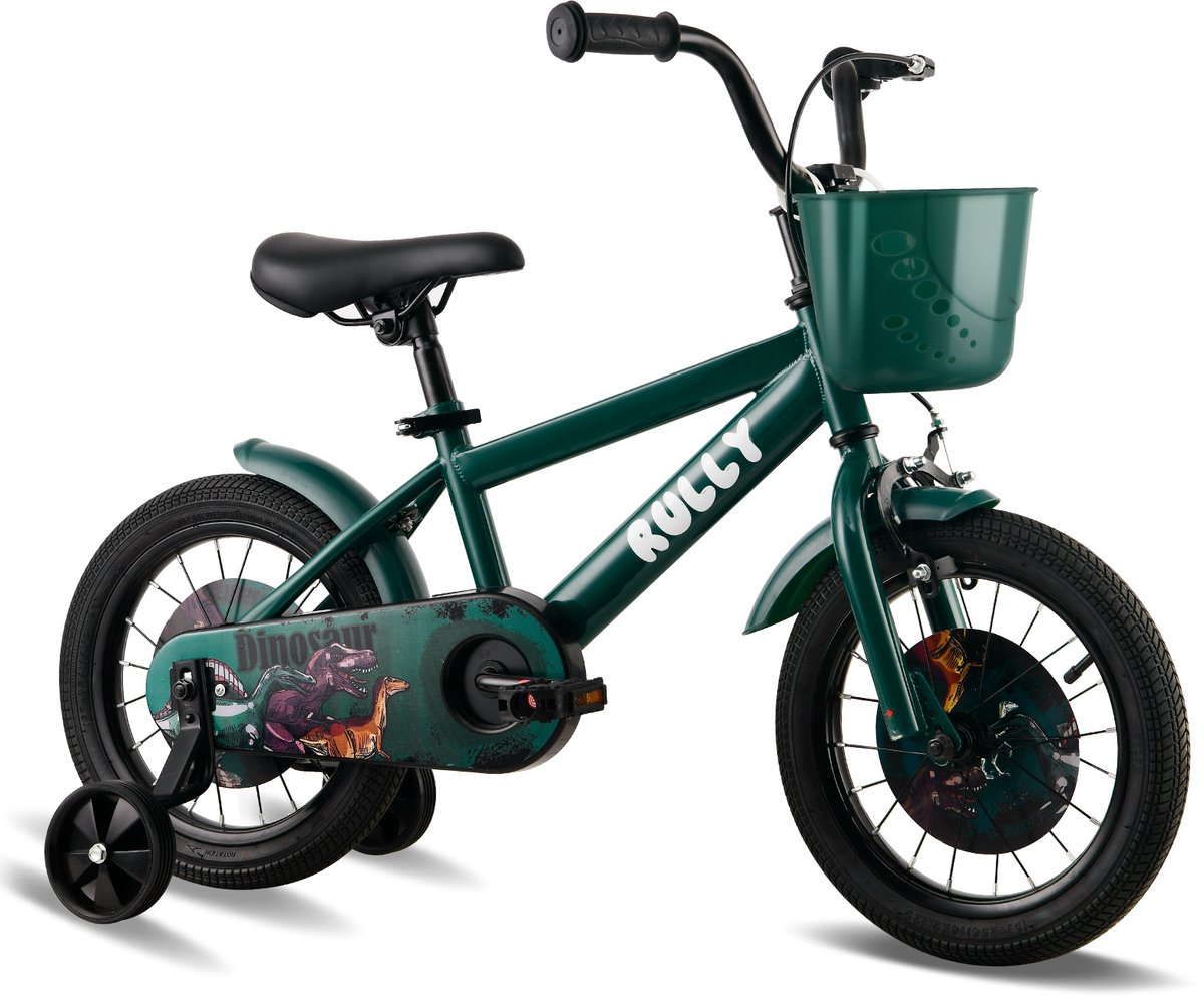 Vankel Kinderfiets 16 Inch – Met Steunwielen – Terugtraprem en Velgrem – Sterk Stalen Frame – Volledig Gesloten Kettingkast – Afneembare Fietsmand – Verstelbaar Zadel – Antislip Banden – Geschikt voor 2-4 Jaar – Duurzame Kinderfiets– Zwart