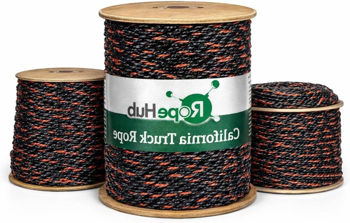 Gedraaid Touw - Polypropyleen Koord - Vracht Zekeren - Weerbestendig Materiaal - 3/8" x 100 ft - Zwart Oranje