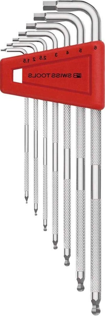 Haakse Inbussleutelset - Inbus Sleutel Set - Klus Klussen - Gekarteld voor Grip - 7-delig 1.5-6mm - Rood
