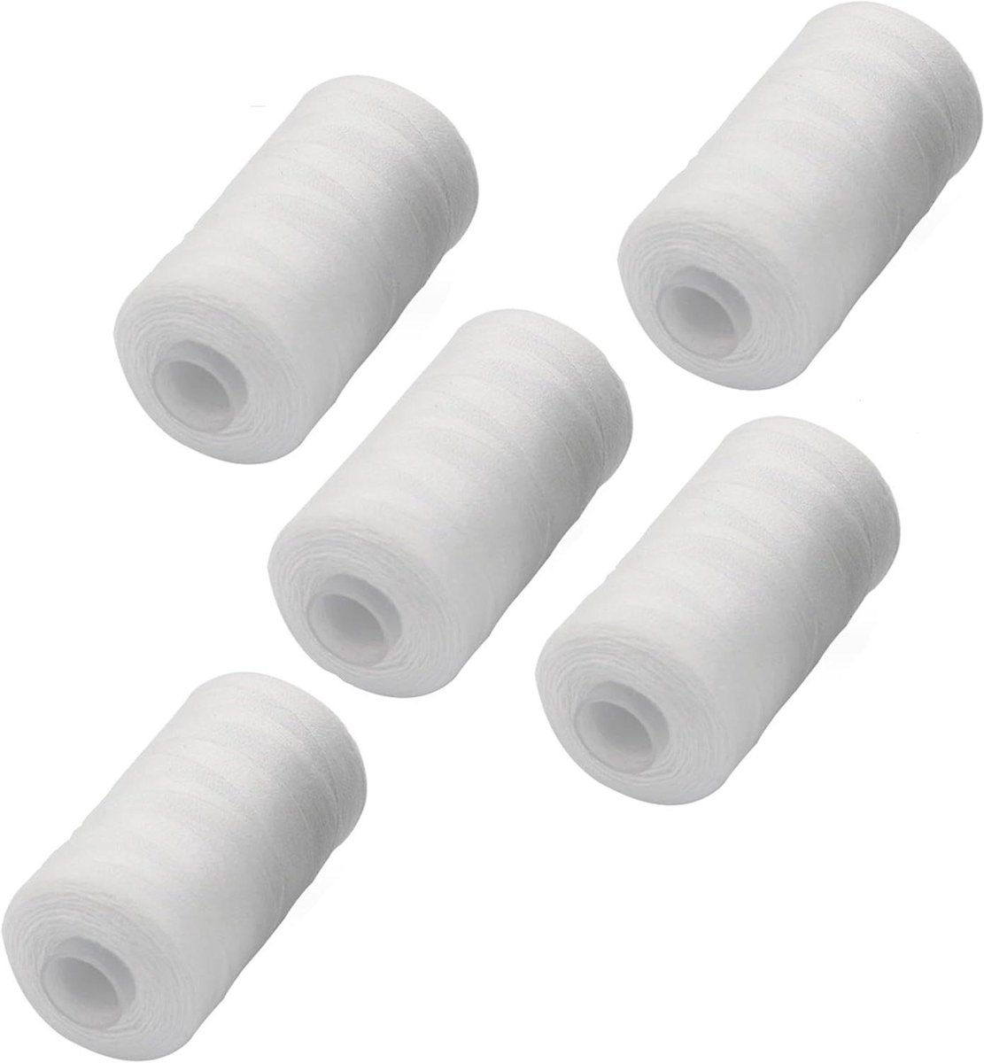 Naaigaren Set - Polyester Garen - Naaien en Repareren - Universeel Toepasbaar - 5 x 500m - Wit