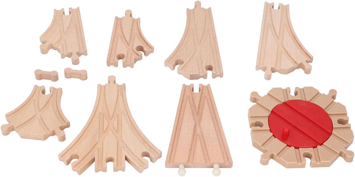 Generic Houten Treinbaan Uitbreidingspakket DIY-bouwspeelgoed voor Kinderen, Langdurige Houten Treinbaanset voor Kinderen, Inspireer Verbeelding en Creativiteit, Beukenhoutmateriaal (Pak C)
