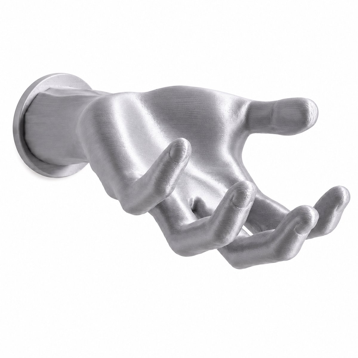 Decoratieve Hand Wandhaak Voor Aan De Muur - Moderne Kapstokhaak Voor Jas En Tas - Unieke Wanddecoratie Voor Hal Woonkamer Slaapkamer En Kantoor - 10 X 15 CM - Zilver