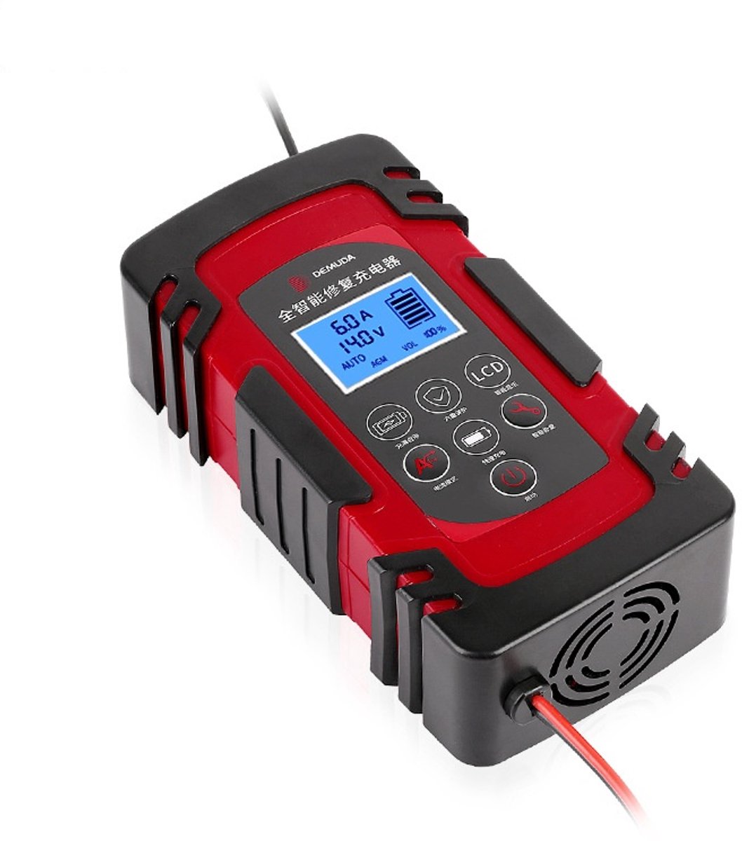 Rode Slimme Batterijlader volgens Europese Norm 12V/24V – Loodzuurlader voor Auto, Motor & Vorkheftruck