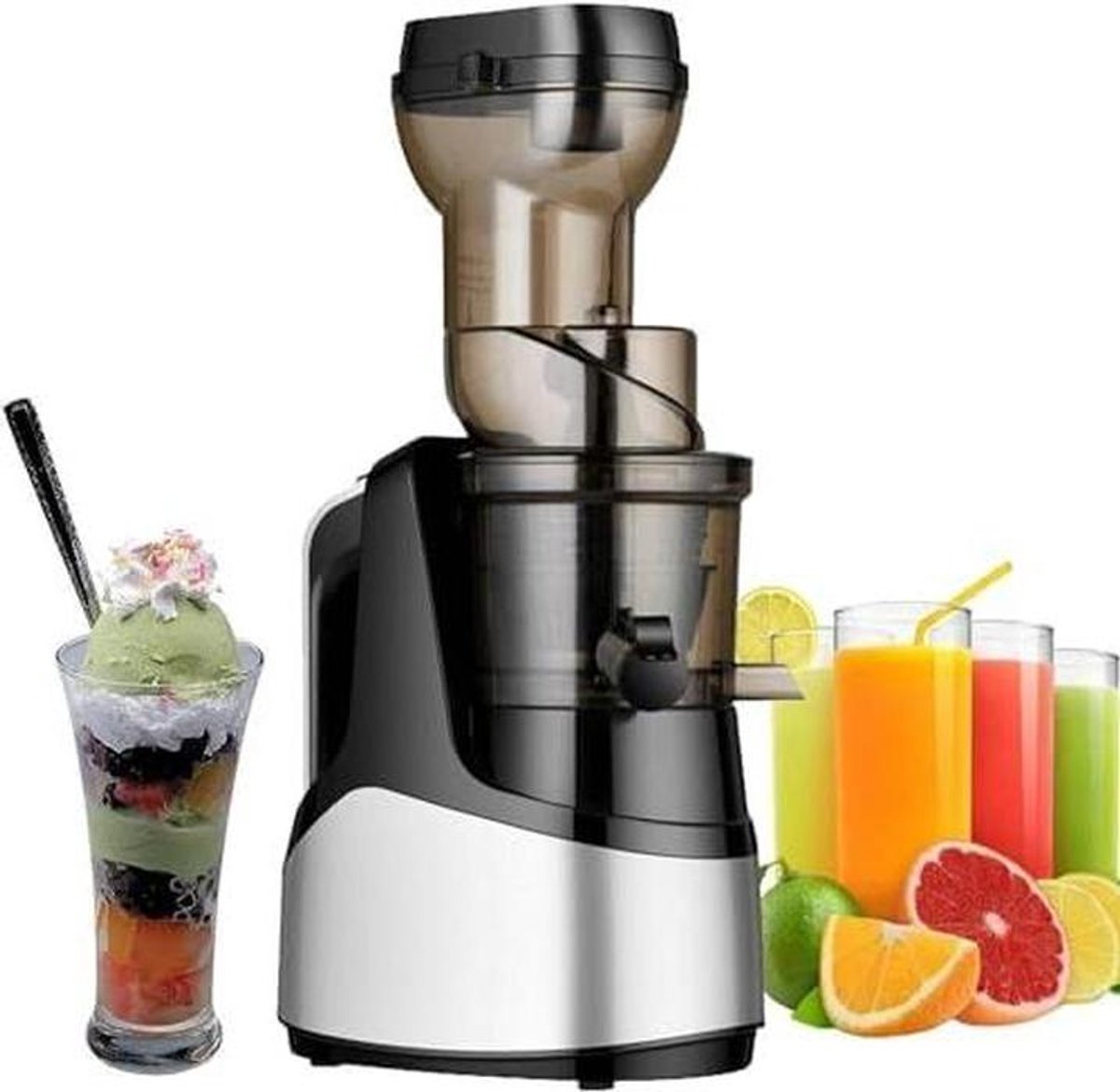 Slow Juicer - Sapcentrifuge Vruchtenpers - Gezonde Dranken Maken - Omgekeerde Functie - 1000 ml - Zilver