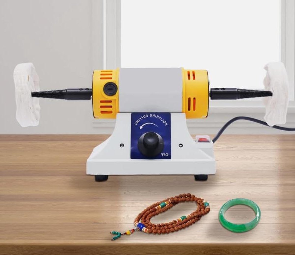 Polijstmachine Instelbare Snelheid - Slijpmachine Polijstapparaat - Materialen Bewerken - Krachtige 320W Motor - 20 x 15 cm - Grijs