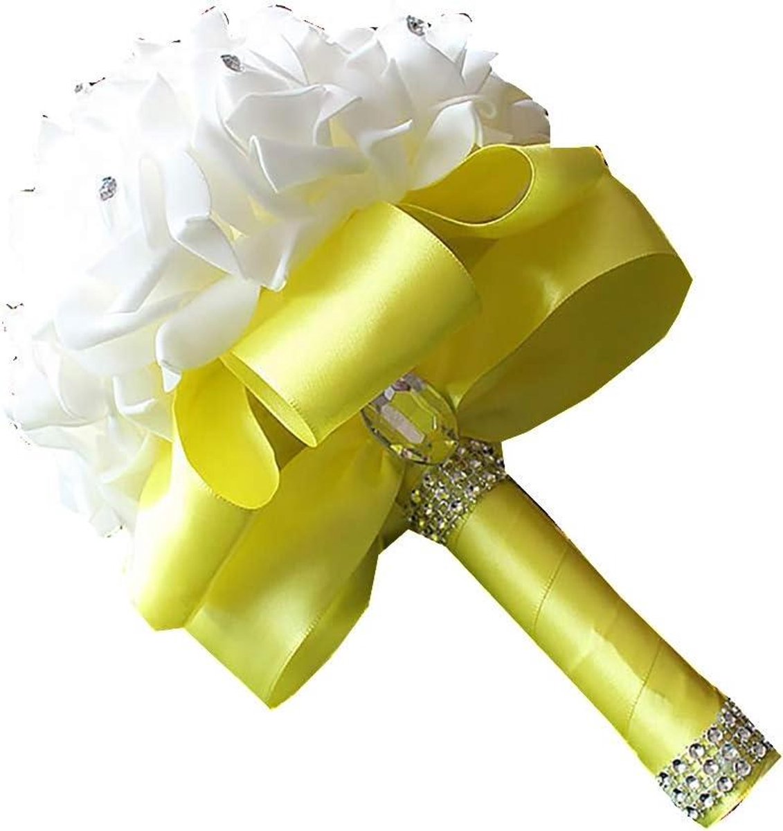 Bruidsboeket - Bruiloft Bloemen - Bruiloft Versieren - Handgemaakt Design - 24 cm Hoog - Wit