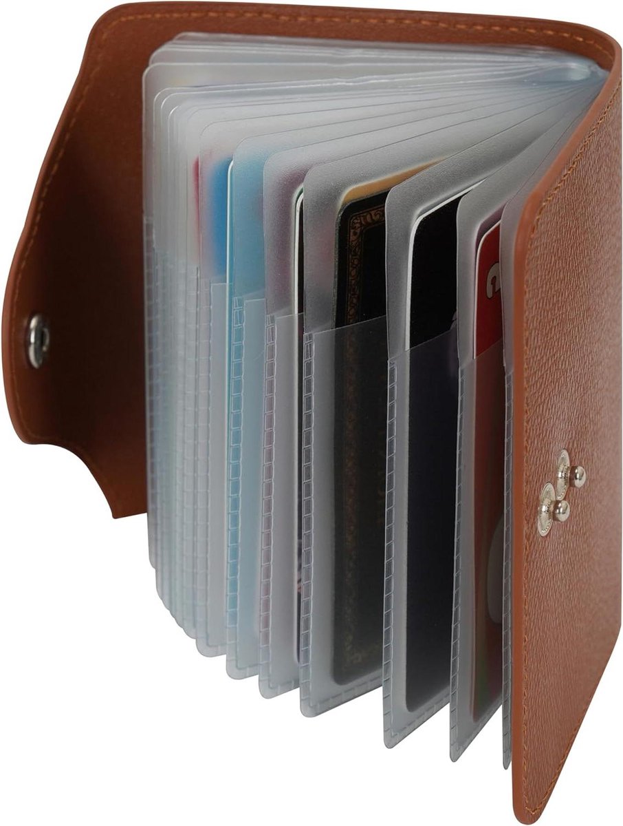 Creditcard Houder - Kaarthouder Portemonnee - Kaarten Organiseren - 40 Kaarten Capaciteit - 11cm x 9.5cm - Bruin