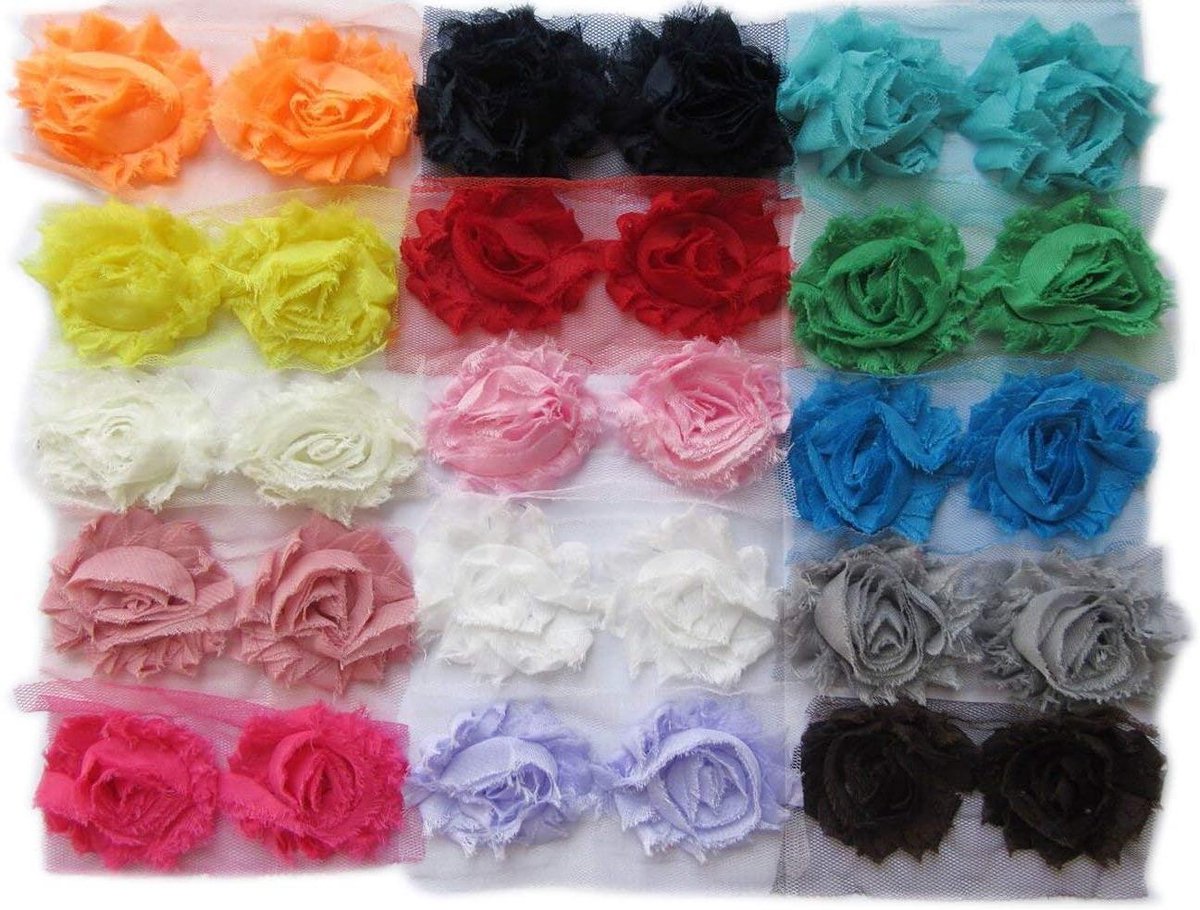 Stof Rozen - Chiffon Rozen - Decoratie Knutselen - Handgemaakte Bloem - 6.5 cm - 15 Kleuren