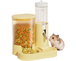 Waterdispenser Hamster - Voerbakje Knaagdier - Kleine Dieren Voeden - Lekvrije Roestvrijstalen Bal - 80 ml Water 320 ml Voer