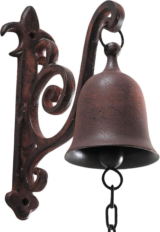 Gietijzeren Dinerbel - Deurbel Wanddecoratie - Decoratie Huis - Fleur De Lis Ontwerp - Hoogte 11 inch - Gitzwart — afbeelding 3