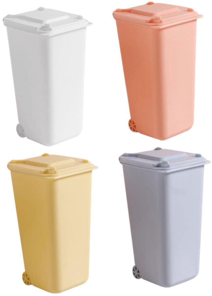 Mini Afvalbak - Opberger Houder - Bureau Organisatie - Met Klep - 10x16cm - Diverse Kleuren