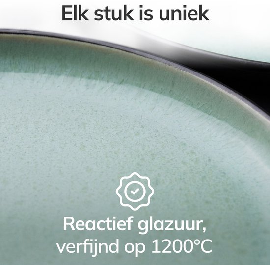 Pure Living Ibiza Dark Set Van 6 Koffiemokken - 435ml - Saliegroen - Aardewerk - Vaatwasserbestendig - Magnetronbestendig — afbeelding 2