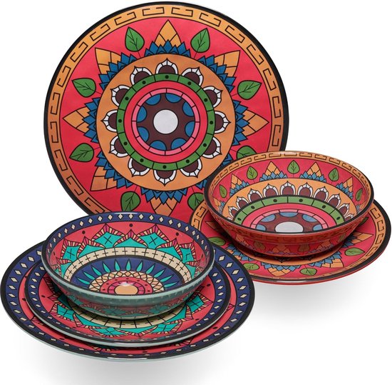 Servies set - Kampeer servies - Outdoor dineren - Dubbelwandige mokken - 8 delen - Rood groen — afbeelding 4