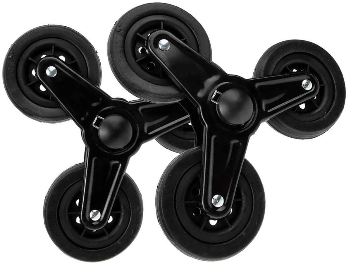 Transportkar Wielen - Winkelwagen Onderdelen - Soepel Vervoeren - Driewiel Ontwerp - 21 cm Diameter - Zwart