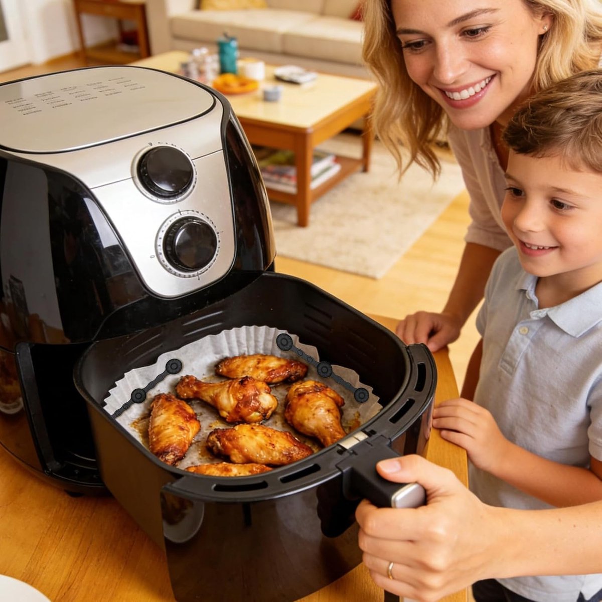 Airfryer Magneten - Bakpapier Houders - Koken Vereenvoudigen - Hittebestendig Ontwerp - 10.5 cm Lengte - Zwart